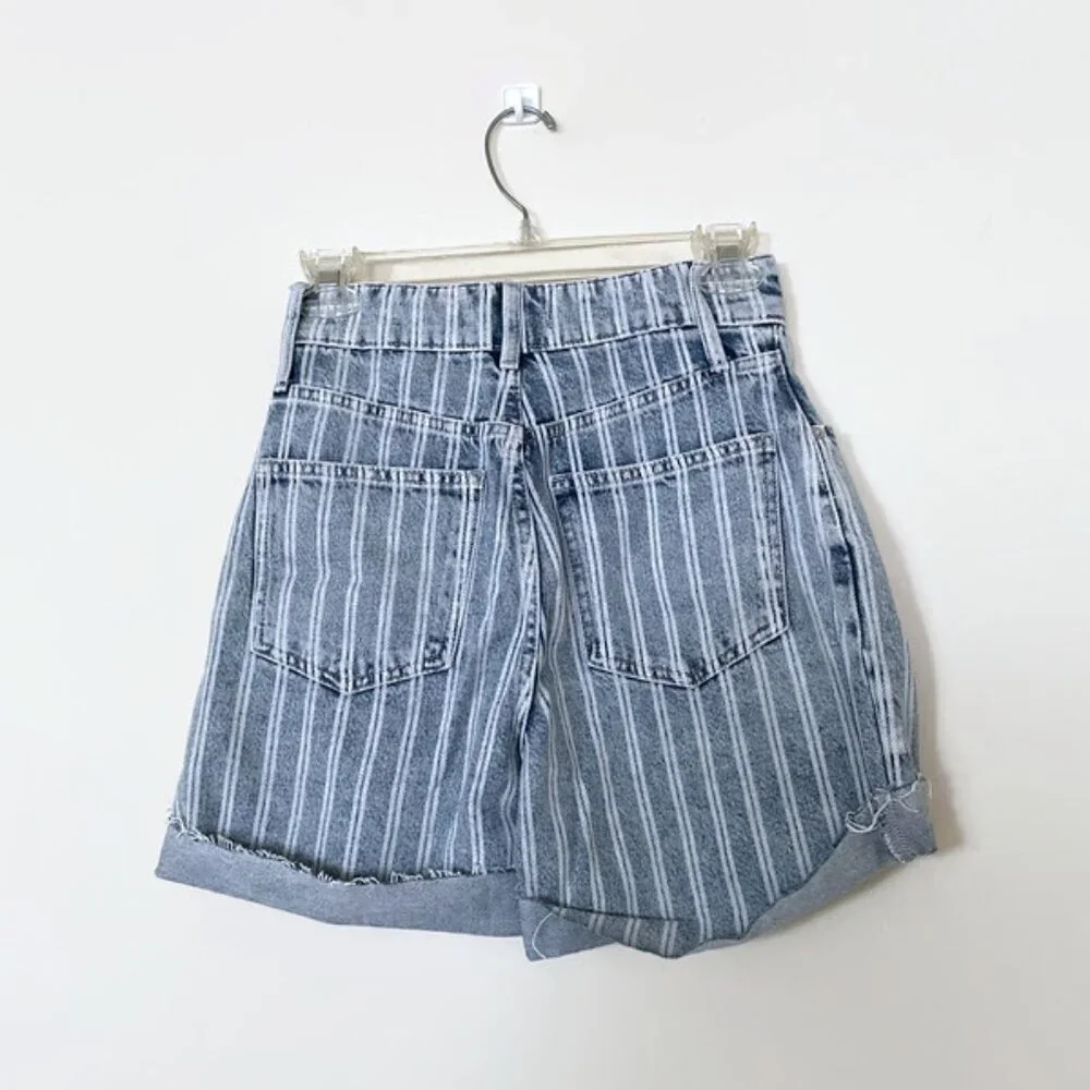 FREE PEOPLE Denim striped shorts